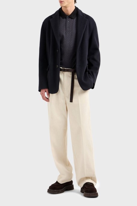 Emporio Armani Jakarlı % 100 Pamuk Düğmeli Erkek Polo Yaka T Shirt EM000788 AF12916 FC176 SİYAH - Emporio Armani (1)