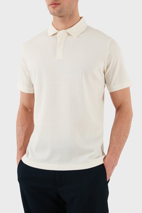 Emporio Armani Jakarlı % 100 Pamuk Regular Fit Düğmeli Erkek Polo Yaka T Shirt EM001729 AF14874 F1053 EKRU - Emporio Armani