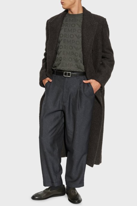 Emporio Armani Jakarlı % 100 Yün Regular Fit Bisiklet Yaka Erkek Kazak 6D1MXK 1MJNZ 06K0 HAKİ - Emporio Armani (1)