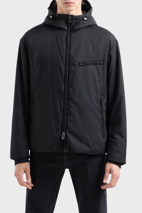 Emporio Armani Jakarlı Dolgulu Regular Fit Kapüşonlu Erkek Mont 6D1B64 1NNXZ 0999 SİYAH - Emporio Armani