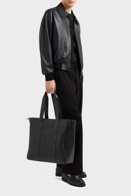 Emporio Armani Jakarlı Logo Baskılı % 100 Pamuk Regular Fit Sıfır Yaka Erkek T Shirt EM000943 AF10762 FC158 SİYAH - Emporio Armani (1)