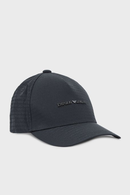 Emporio Armani Jakarlı Logo Baskılı Erkek Şapka EM003741 AF15384 UC001 SİYAH - Emporio Armani