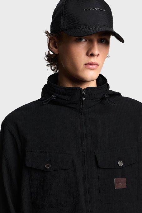 Emporio Armani Jakarlı Logo Baskılı Erkek Şapka EM003741 AF15384 UC001 SİYAH - Emporio Armani (1)