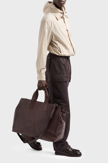 Emporio Armani Jakarlı Logo Baskılı Regular Fit Çıkarılabilir Kapüşonlu Erkek Mont EM001003 AF15384 U1098 BEJ - Emporio Armani (1)