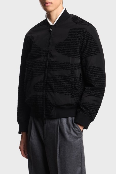 Emporio Armani Jakarlı Logo Baskılı Regular Fit Kolej Yaka Çift Taraflı Erkek Mont EM003783 AF19870 FC252 SİYAH - Emporio Armani