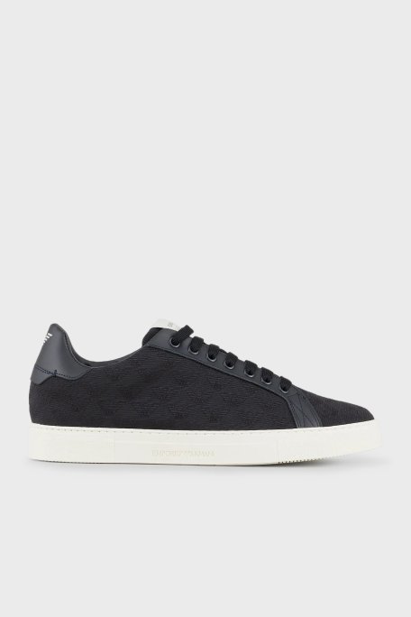 Emporio Armani Jakarlı Logo Baskılı Sneaker Erkek Ayakkabı EM003843 AF20003 MB007 LACİVERT - Emporio Armani