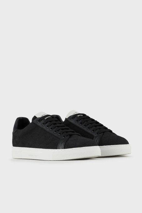 Emporio Armani Jakarlı Logo Baskılı Sneaker Erkek Ayakkabı EM003843 AF20003 MC012 SİYAH - Emporio Armani (1)