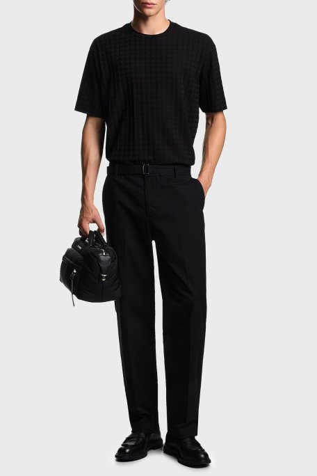 Emporio Armani Jakarlı Pamuklu Regular Fit Bisiklet Yaka Erkek T Shirt EM002967 AF10762 FC230 SİYAH - Emporio Armani (1)