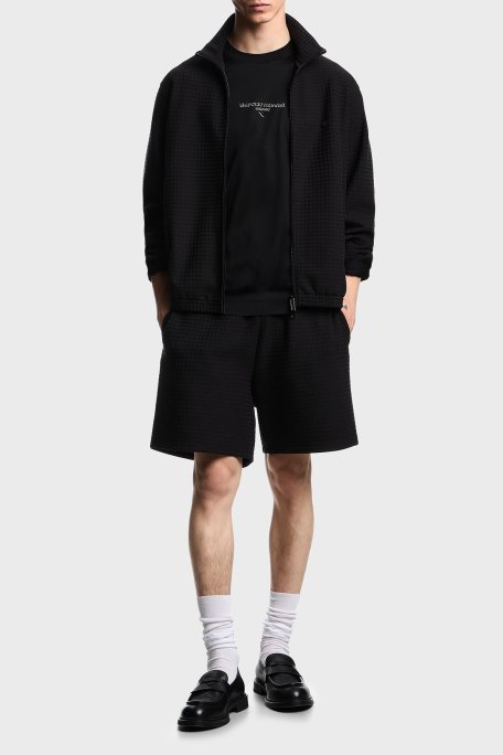 Emporio Armani Jakarlı Pamuklu Regular Fit Dik Yaka Fermuarlı Erkek Sweat EM003444 AF13700 FC231 SİYAH - Emporio Armani (1)