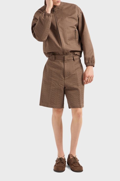 Emporio Armani Jakarlı Pamuklu Regular Fit Yüksek Bel Geniş Paça Erkek Short EM001200 AF13688 U6195 KAHVE - Emporio Armani (1)