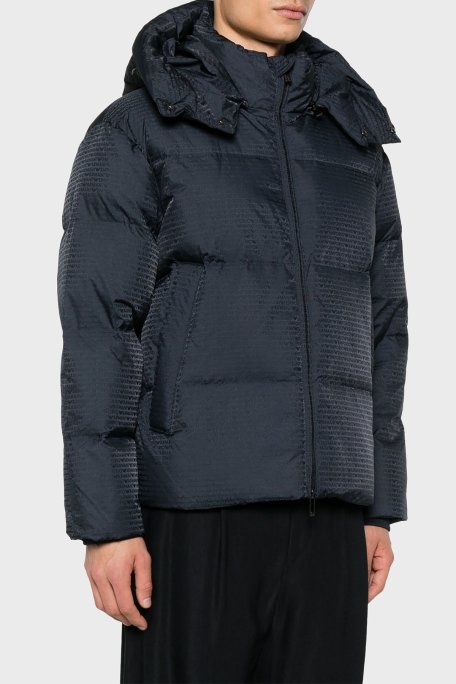 Emporio Armani Jakarlı Regular Fit Kuş Tüyü Dolgulu Çıkarılabilir Kapüşonlu Şişme Erkek Mont 6D1BC3 1NNXZ 0920 LACİVERT - Emporio Armani