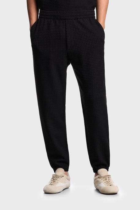 Emporio Armani Jakarlı Regular Fit Lastikli Bel Lastikli Paça Erkek Pantolon EM003443 AF13700 FC231 SİYAH - Emporio Armani