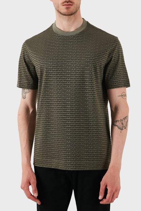 Emporio Armani Jakarlı Regular Fit Pamuklu Bisiklet Yaka Erkek T Shirt EM001288 AF10017 F8108 YEŞİL - Emporio Armani