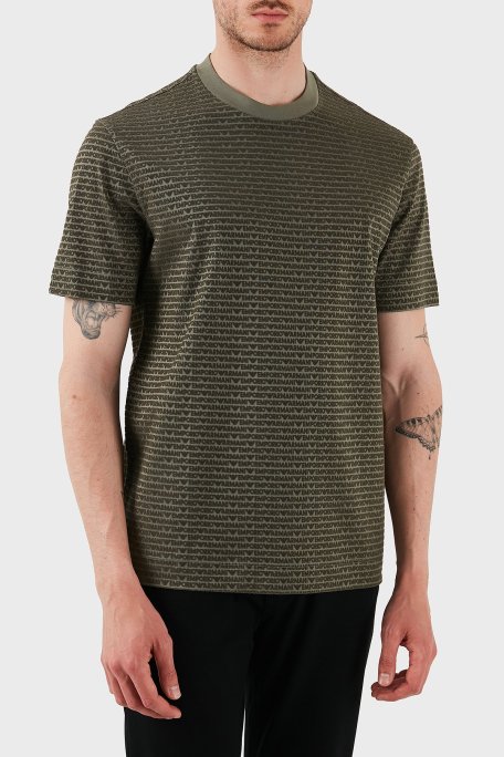 Emporio Armani Jakarlı Regular Fit Pamuklu Bisiklet Yaka Erkek T Shirt EM001288 AF10017 F8108 YEŞİL - Emporio Armani (1)