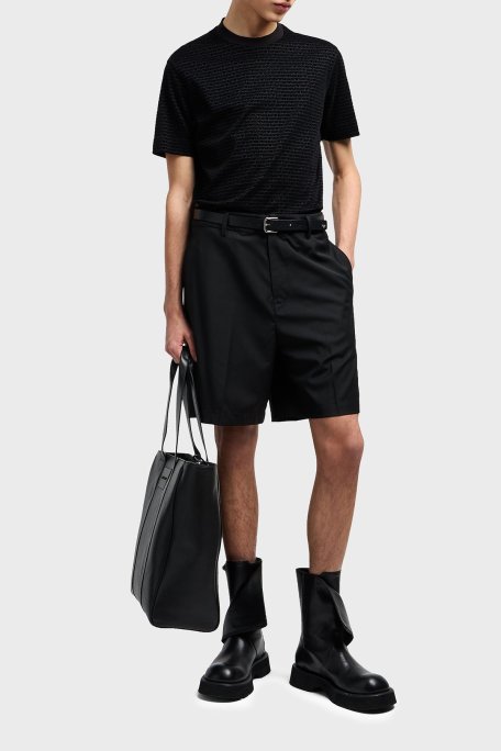 Emporio Armani Jakarlı Regular Fit Pamuklu Bisiklet Yaka Erkek T Shirt EM001288 AF10017 FC159 SİYAH - Emporio Armani (1)