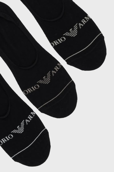 Emporio Armani Jakarlı Streç Pamuklu 3 Pack Babet Erkek Çorap EM000548 AF12276 MC061 SİYAH - Emporio Armani (1)
