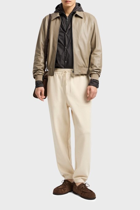 Emporio Armani Jakarlı Streç Pamuklu Regular Fit Yüksek Bel Lastikli Paça Jogger Erkek Pantolon EM001106 AF13700 U1088 EKRU - Emporio Armani (1)