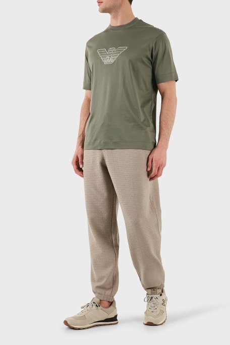 Emporio Armani Jakarlı Streç Pamuklu Regular Fit Yüksek Bel Lastikli Paça Jogger Erkek Pantolon EM001106 AF13700 U6107 BEJ - Emporio Armani (1)