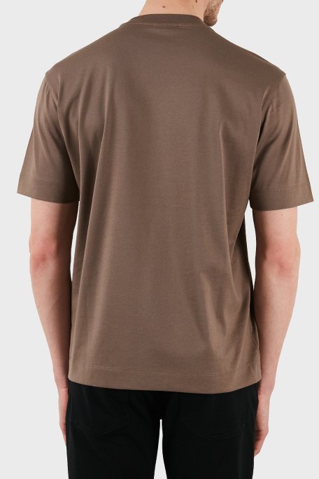 Emporio Armani Kabartmalı Logo % 100 Pamuk Regular Fit Bisiklet Yaka Erkek T Shirt EM001040 AF13669 U6195 KAHVE - Emporio Armani (1)