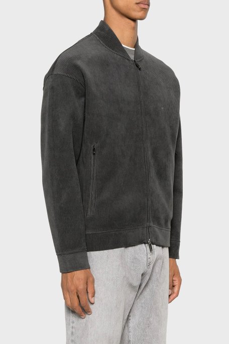 Emporio Armani Kadife Regular Fit Kolej Yaka Fermuarlı Erkek Ceket 6D1M98 1JOWZ 0842 ANTRASİT - Emporio Armani