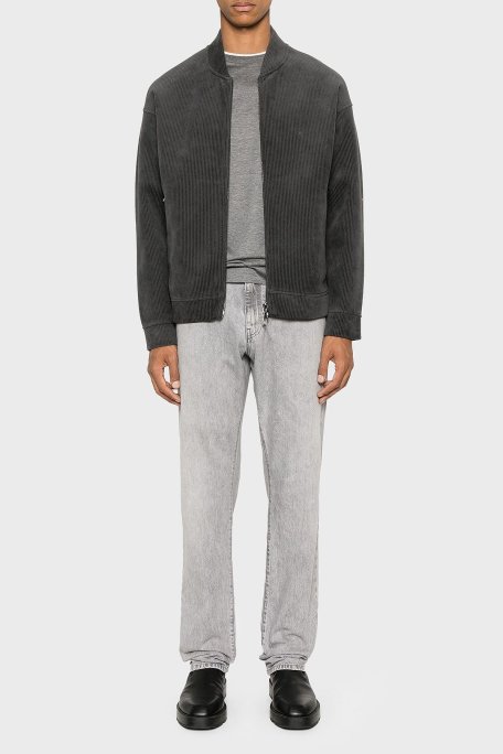 Emporio Armani Kadife Regular Fit Kolej Yaka Fermuarlı Erkek Ceket 6D1M98 1JOWZ 0842 ANTRASİT - Emporio Armani (1)