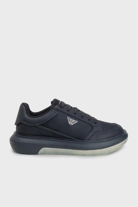 Emporio Armani Kalın Taban Sneaker Erkek Ayakkabı EM003666 AF19532 MB007 LACİVERT - Emporio Armani
