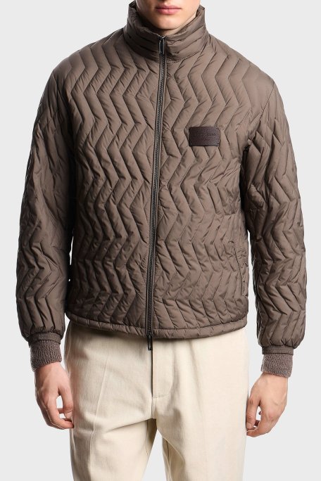 Emporio Armani Kapitoneli Kuş Tüyü Dolgulu Dik Yaka Şişme Erkek Mont EM003415 AF18231 U6189 BEJ - Emporio Armani