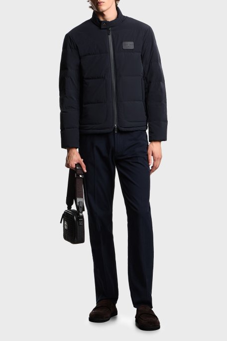 Emporio Armani Kapitoneli Logolu Regular Fit Dik Yaka Erkek Mont EM003278 AF18499 UB118 LACİVERT - Emporio Armani (1)