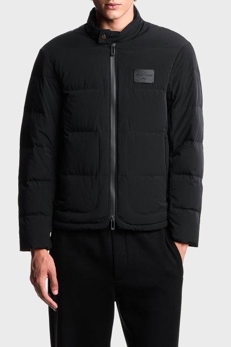 Emporio Armani Kapitoneli Logolu Regular Fit Dik Yaka Erkek Mont EM003278 AF18499 UC001 SİYAH - Emporio Armani