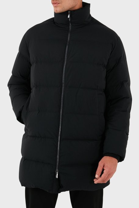 Emporio Armani Kapitoneli Oversize Fit Kuş Tüyü Dolgulu Dik Yaka Şişme Erkek Mont 8N1LA5 1NLRZ 0999 SİYAH - Emporio Armani