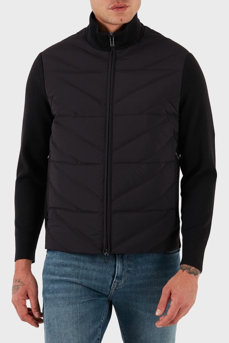 Emporio Armani Kapitoneli Regular Fit Dik Yaka Fermuarlı Erkek Mont EM003426 AF17823 UB118 LACİVERT - Emporio Armani