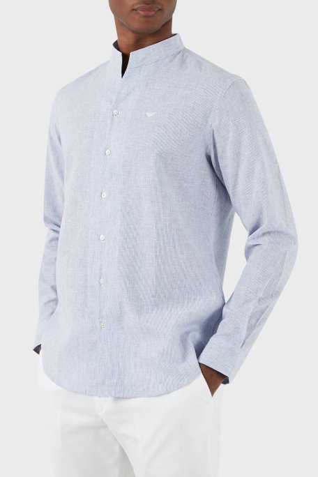 Emporio Armani Keten Karışımlı Regular Fit Erkek Gömlek E31CM3 F1312 726 LACİVERT - Emporio Armani (1)