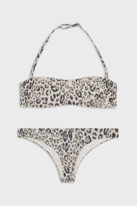 Emporio Armani Leopar Desenli Boyundan Bağlamalı Çıkarılabilir Dolgulu Bayan Bikini 262658 3R302 09311 KAHVE - Emporio Armani (1)