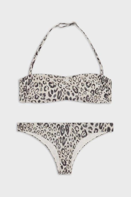 Emporio Armani Leopar Desenli Boyundan Bağlamalı Çıkarılabilir Dolgulu Kadın Bikini 262658 3R302 09311 KAHVE - Emporio Armani (1)