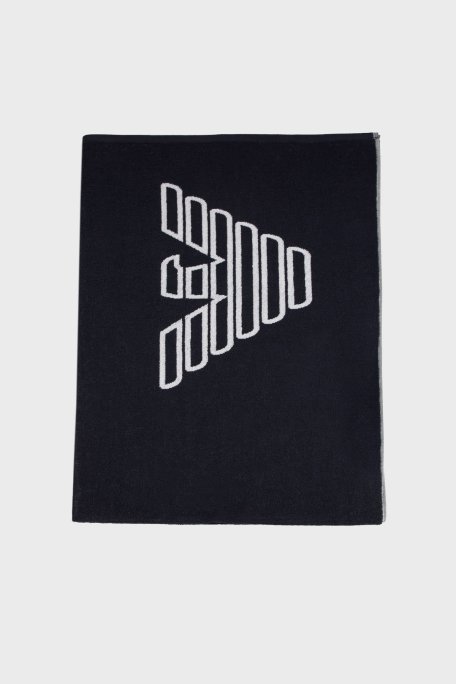 Emporio Armani Logo Baskılı % 100 Pamuk 170 x 102 cm Çift Taraflı Unisex Plaj Havlusu EX000019 AF12331 UB102 LACİVERT - Emporio Armani