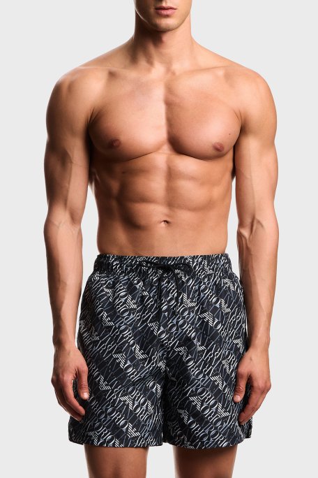 Emporio Armani Logo Baskılı Erkek Mayo Short EM000688 AF20442 FC026 SİYAH - Emporio Armani