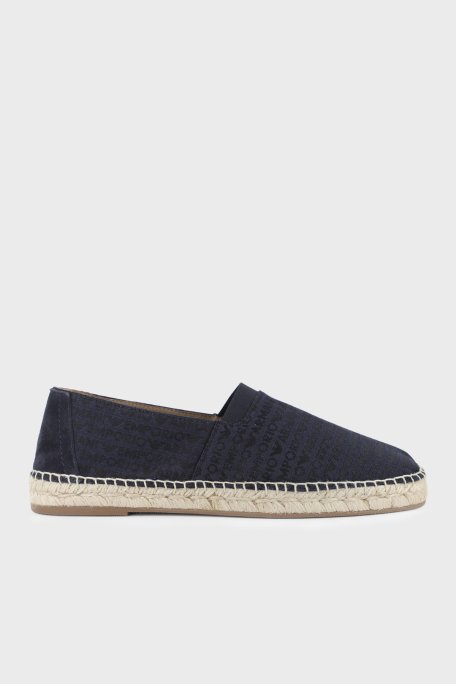 Emporio Armani Logo Baskılı Jakarlı Erkek Espadril EM005853 AF25529 MB418 LACİVERT - Emporio Armani
