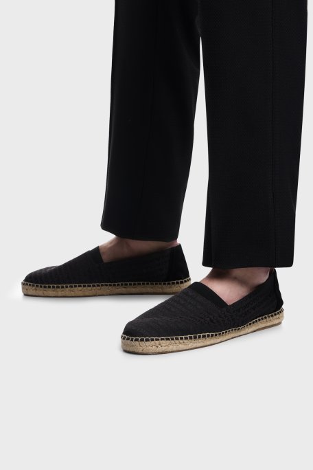 Emporio Armani Logo Baskılı Jakarlı Erkek Espadril EM005853 AF25529 MC012 SİYAH - Emporio Armani (1)