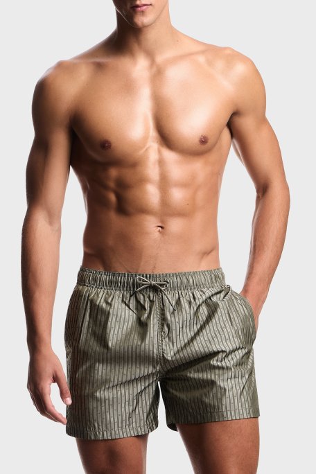 Emporio Armani Logo Baskılı Mayo Short Erkek Deniz Şortu EM000583 AF20448 F7004 HAKİ - Emporio Armani
