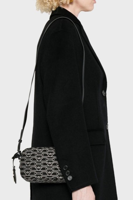 Emporio Armani Logo Baskılı Pamuklu Ayarlanabilir Askılı Bayan Çanta EW001891 AF19711 FC145 SİYAH-GRİ - Emporio Armani (1)