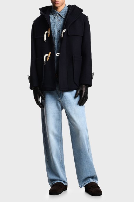 Emporio Armani Logo Baskılı Pamuklu Comfort Fit Klasik Yaka Cepli Kot Erkek Gömlek EM003694 AF19756 MB001 MAVİ - Emporio Armani (1)