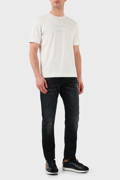 Emporio Armani Logo Baskılı Pamuklu Regular Fit Bisiklet Yaka Erkek T Shirt EM000780 AF12926 U0003 BEYAZ - Emporio Armani (1)