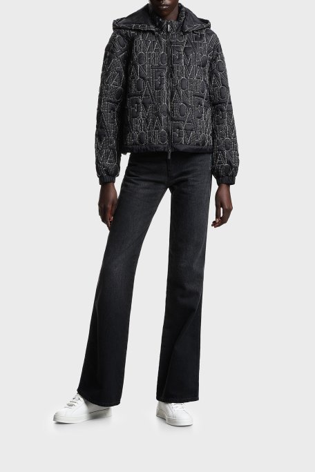 Emporio Armani Logo İşlemeli Regular Fit Çıkarılabilir Kapüşonlu Bayan Mont EW001389 AF12645 UC001 SİYAH - Emporio Armani (1)