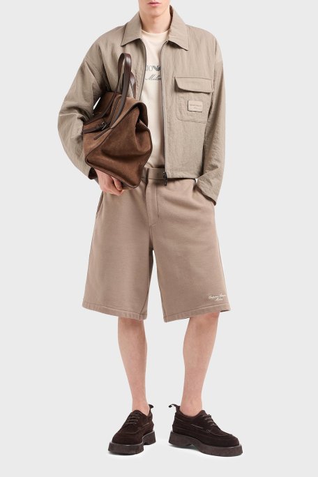 Emporio Armani Logo İşlemeli Regular Fit Pamuklu Bisiklet Yaka Erkek T Shirt EM001033 AF10017 M1052 EKRU - Emporio Armani (1)