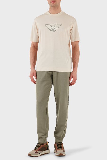 Emporio Armani Logo İşlemeli Regular Fit Pamuklu Bisiklet Yaka Erkek T Shirt EM001033 AF10017 M1089 EKRU - Emporio Armani (1)