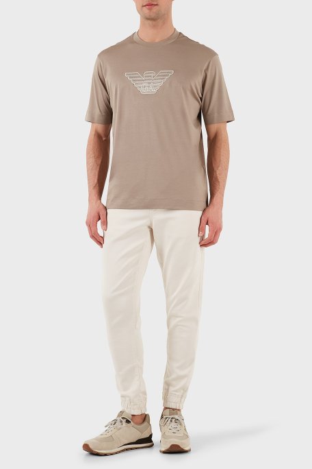 Emporio Armani Logo İşlemeli Regular Fit Pamuklu Bisiklet Yaka Erkek T Shirt EM001033 AF10017 M6116 BEJ - Emporio Armani (1)