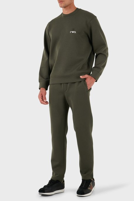 Emporio Armani Logo İşlemeli Streç Pamuklu Regular Fit Bisiklet Yaka Erkek Sweat EM002919 AF10013 U8120 HAKİ - Emporio Armani (1)