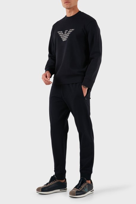 Emporio Armani Logo İşlmeli Streç Pamuklu Regular Fit Bisiklet Yaka Erkek Sweat EM002906 AF10013 MB369 SİYAH - Emporio Armani (1)