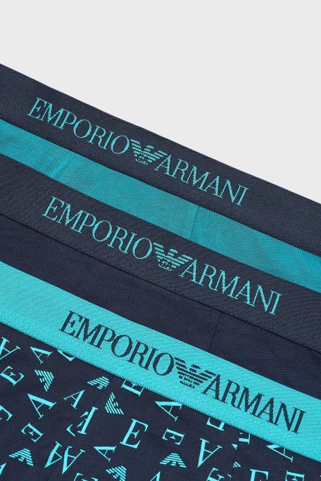 Emporio Armani Logolu % 100 Pamuk 3 Pack Erkek Boxer EM000260 AF10800 MB148 MAVİ - Emporio Armani (1)