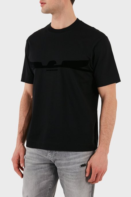 Emporio Armani Logolu % 100 Pamuk Regular Fit Bisiklet Yaka Erkek T Shirt EM001015 AF13669 UC001 SİYAH - Emporio Armani (1)